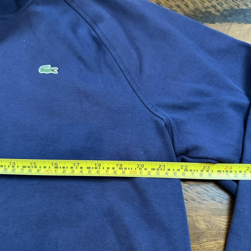 Lacoste Sweater Mens Large Navy Quarter Zip Cotton Pullover Mock Neck Croc Logo - Picture 6 of 9